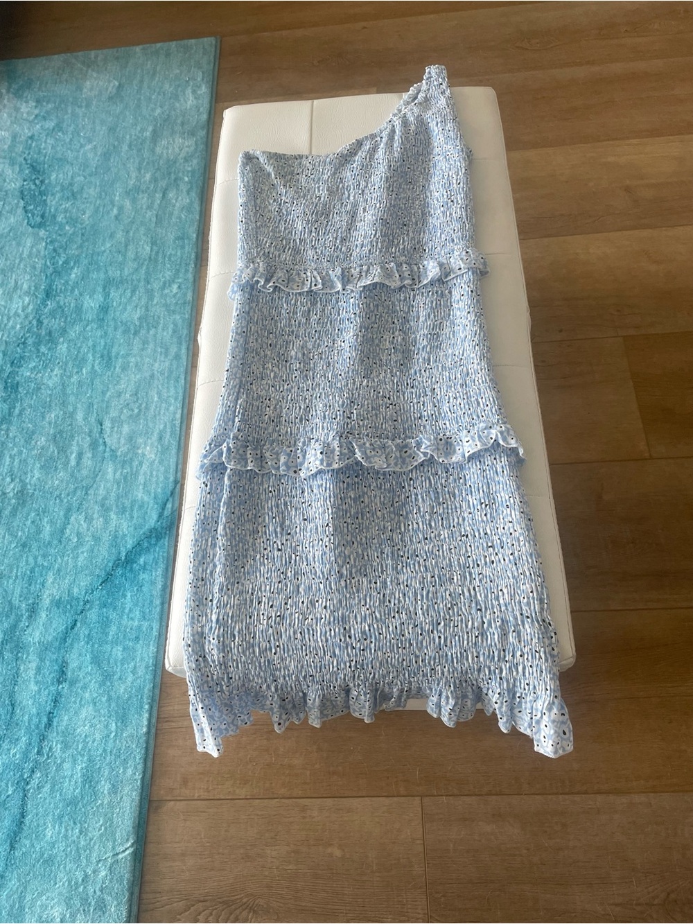 Princess Polly Light Blue One-Shoulder Knee Length Dress